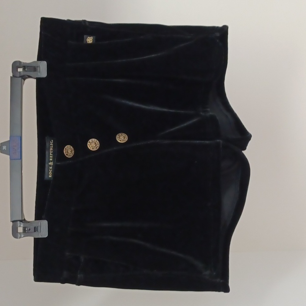 Rock & Republic Black Velvet High-Waist Button Shorts